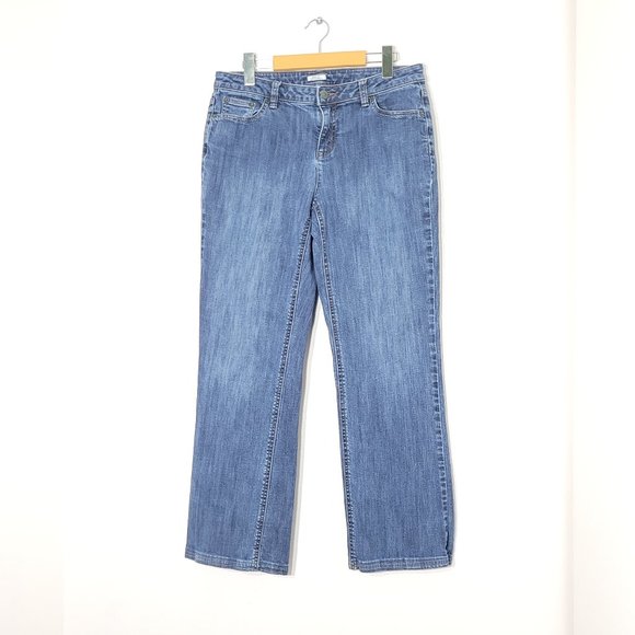 Liz Claiborne Denim Blue Jeans Stretch Straight Leg Classic Casual Womens 8 - Picture 1 of 14